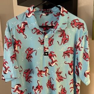 Bad Birdie Golf Polo 'Pink Tiger' print, Size XL, RARE
